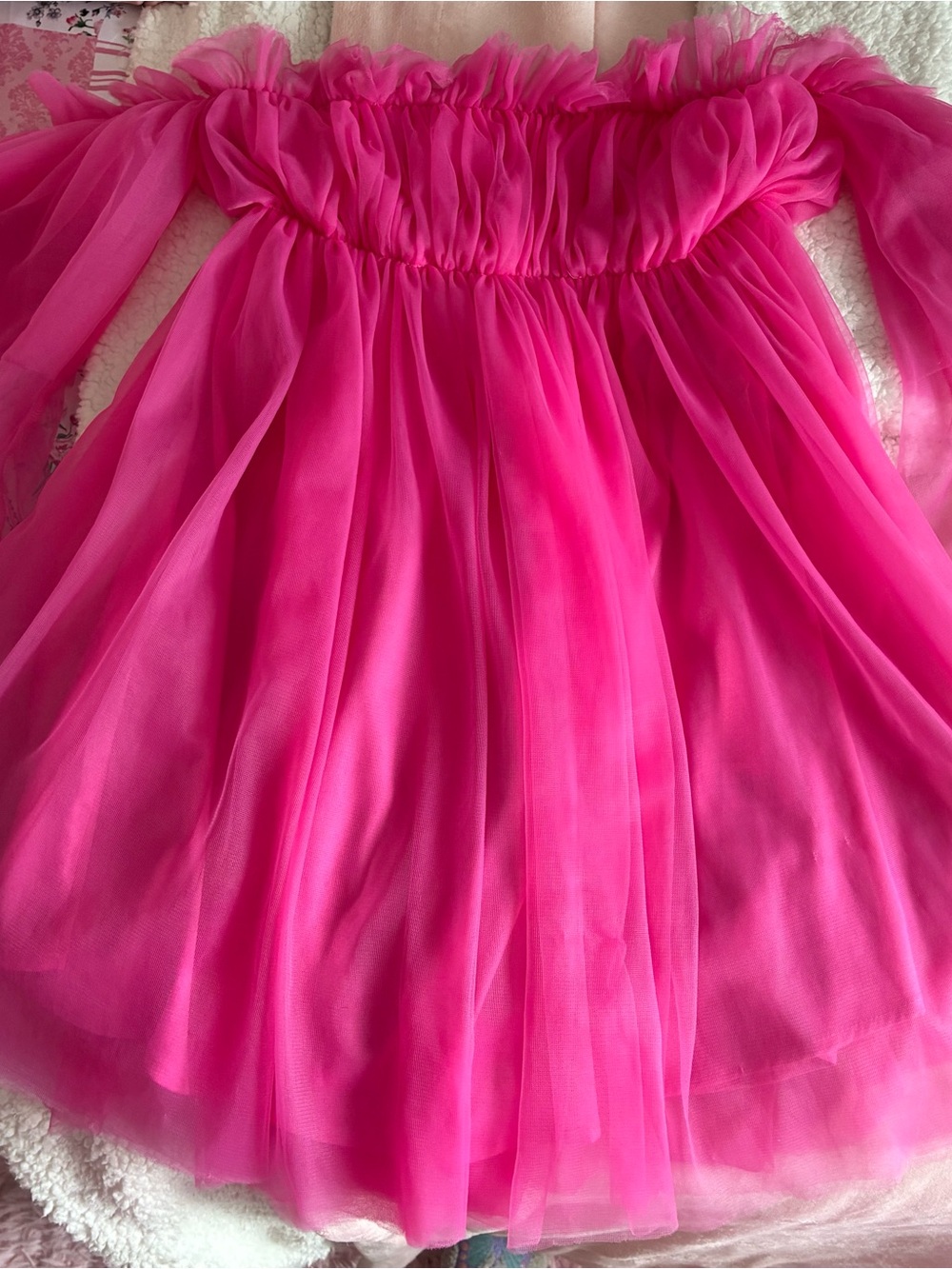 Fuchsia Ruffled Chiffon Strapless Dress